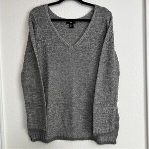 H&M Low V Neck Gray Sweater